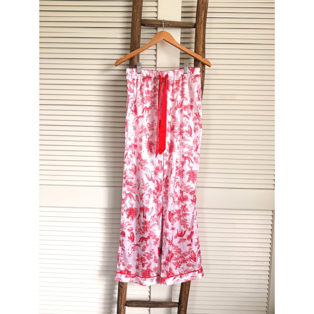 Victoria's Secret Pink Red Toile Print Pajama Pants‎ Women's Size S Regular